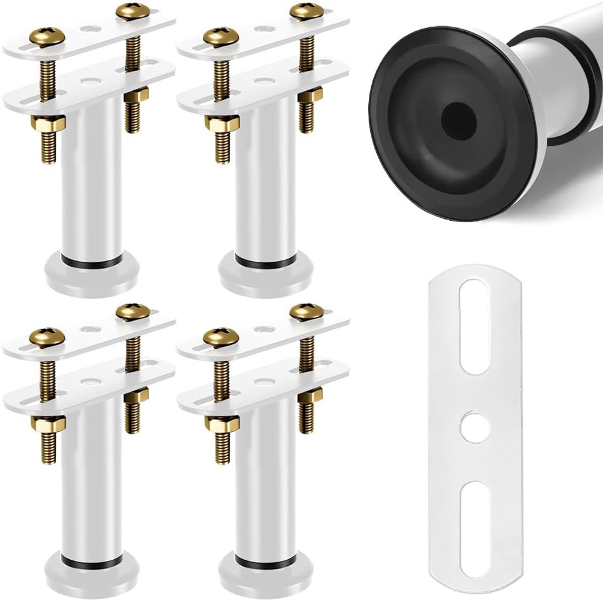 hoogte verstelbare poten, bedverhoging, lattenbodem, bedpoten, 4 stuks, 8-12 cm, in hoogte verstelbaar, lattenbodemhouder van metaal, voor bedden, bedframes en lattenbodems, wit