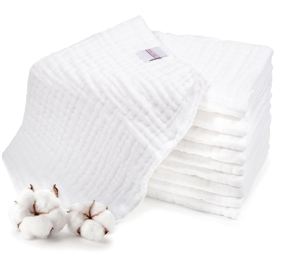 Omgoods - 10 Stuks Hydrofiele Burp Cloths - 35x50 cm - 100% Katoen - Wit