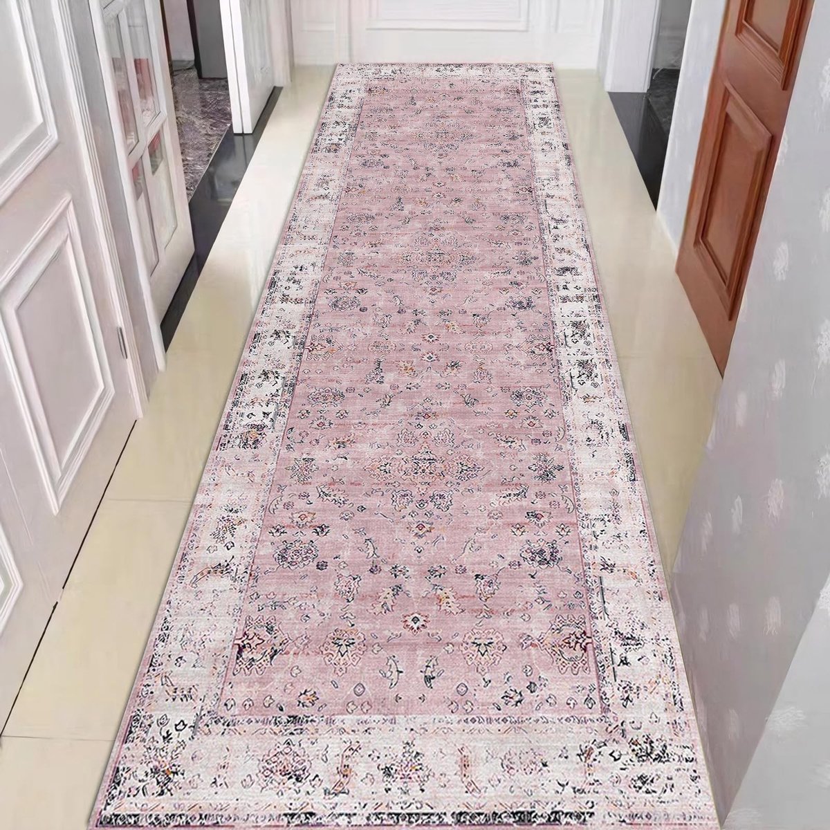 Omgoods - Wasbare Runner 60 x 240 cm - Vintage Roze, Antislip