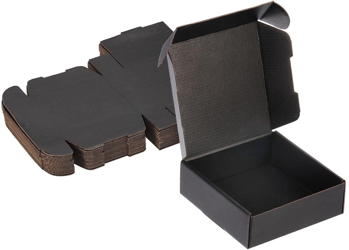 Omgoods - 6x6x2 Inch Kleine Verzenddozen - 25 Stuks Zwart Golfkarton