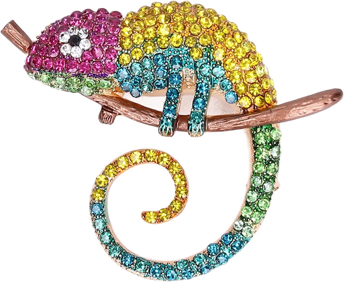 Broches voor vrouwen met kristal, kleurrijke hagedissen pins, kristal ingebedde broche, geluk aantrekkelijke sieraden opvallende feest rock accessoires, voor Lady Party decoratieve sieraden