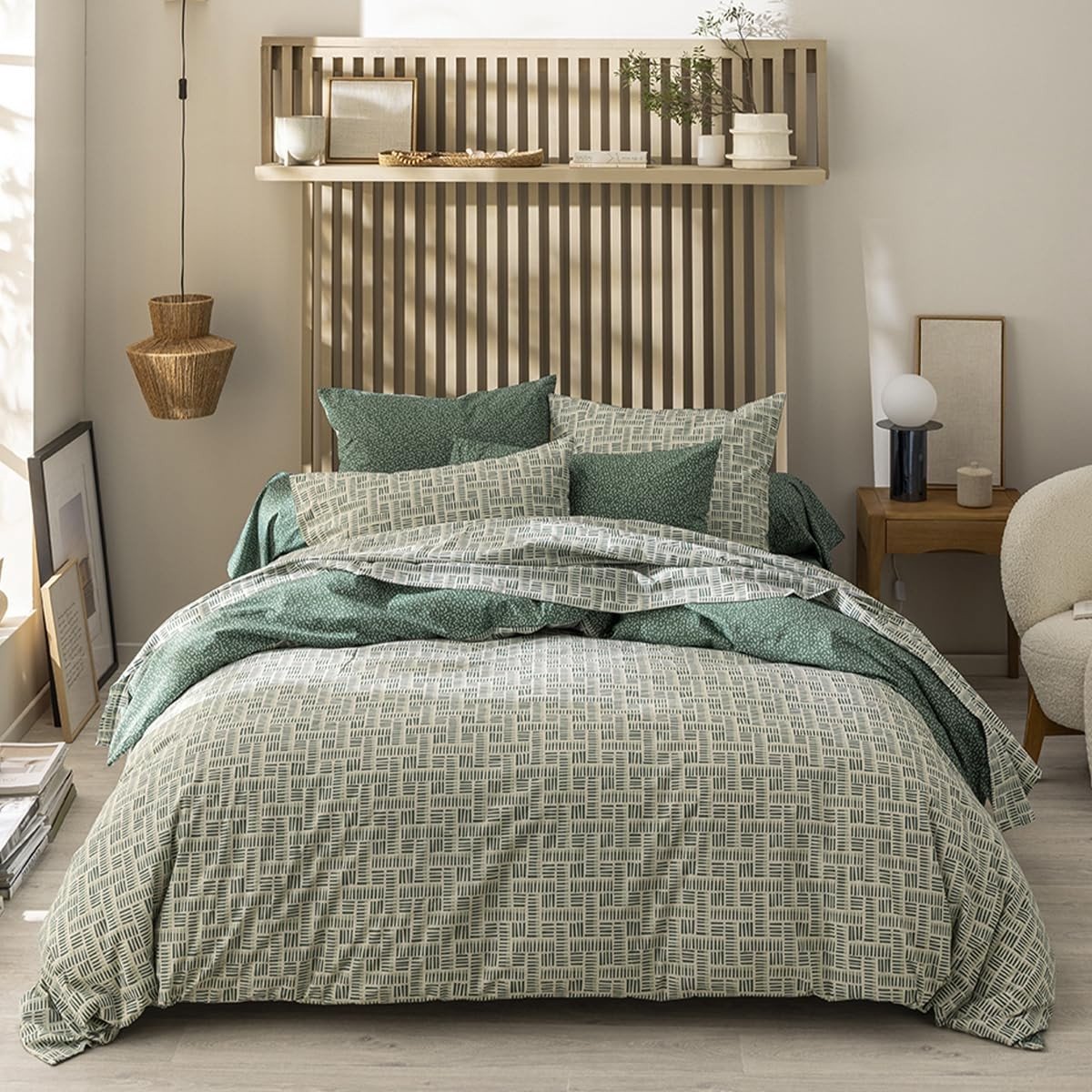 Omgoods - Reversible Duvet Cover 240 x 220 cm Groen