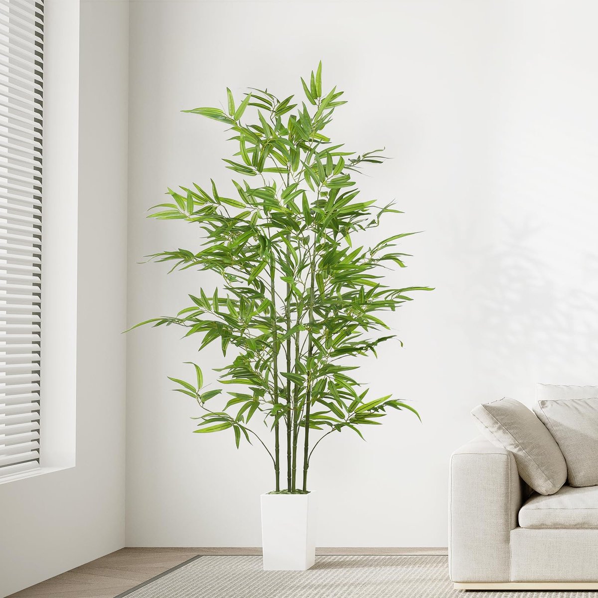 Omgoods - Kunstplant Bamboe 160 cm met Witte Pot - Perfect voor Woonkamer en Kantoor
