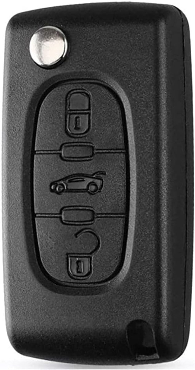 3 toetsen sleutelbehuizing compatibel met CE0536 klapsleutel voor Peugeot 207 307 308 407 408 3008 5008 Citroen C2 C3 C4 C5 C6 C8 (kofferknop, CE0536)