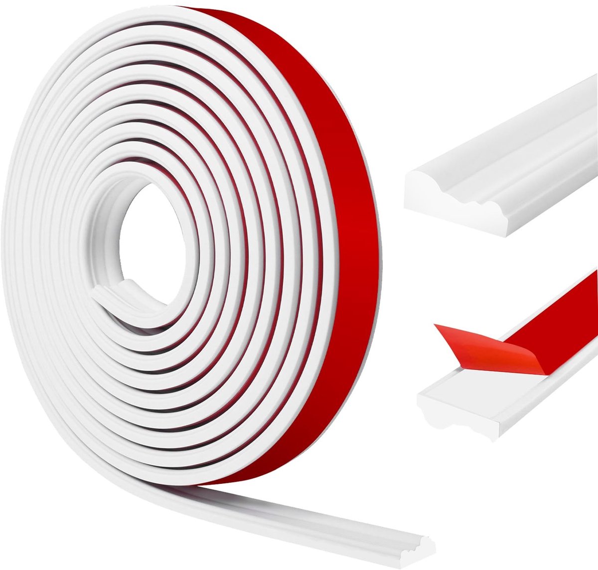 Omgoods- Wandlijst Zelfklevend - Flexibele Decoratieve Lijsten - Wandbekledingsstrokenbeschermer - 22 mm × 12 m - Voor Doe-Het-Zelf Decoratie - Wit - Sierlijst