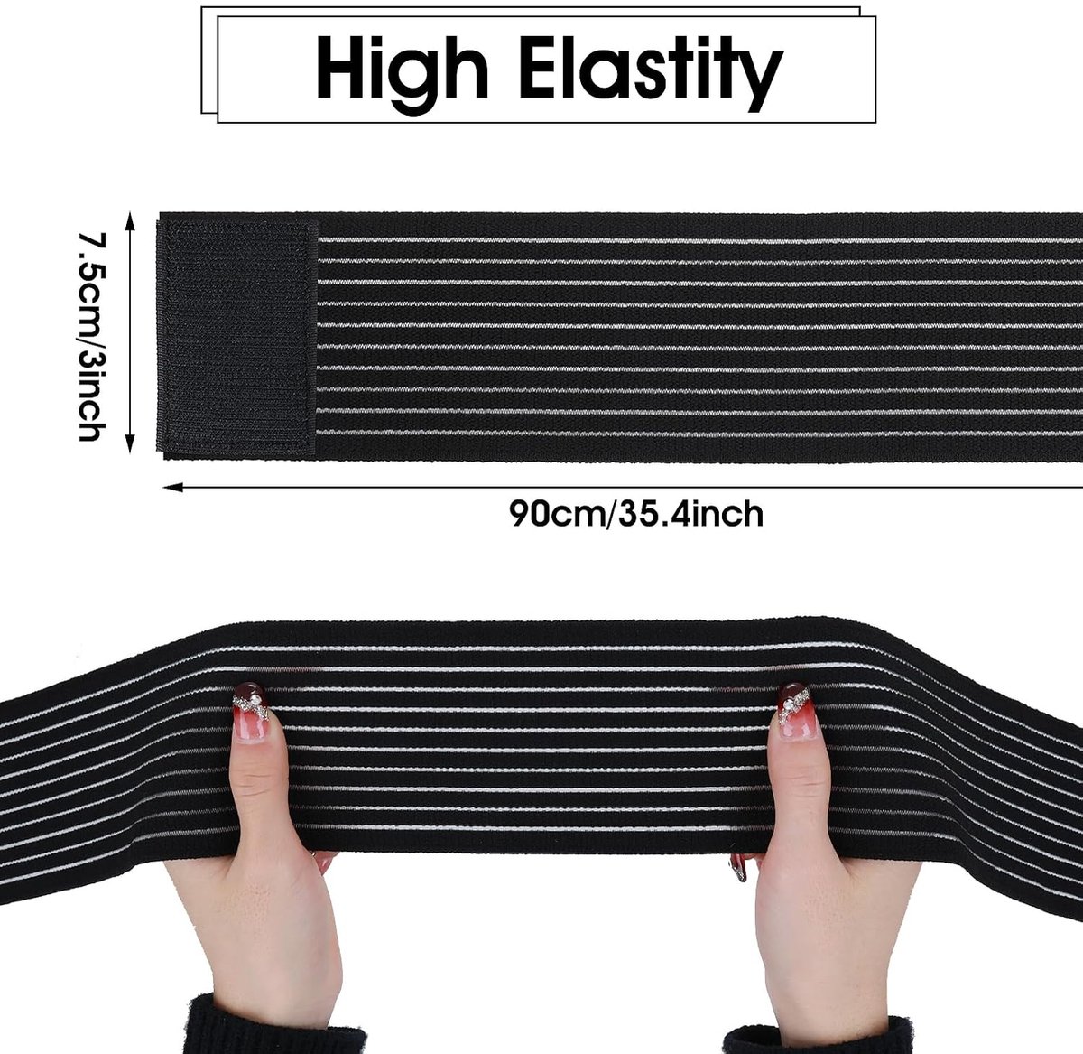 2 stuks kniebandage, sportbandage, 90 cm, compressiebandage, elastische verstelbare kuitbandage, gecomprimeerde kniesteun voor armen, ellebogen, kuiten, hand, enkel, pols, knie