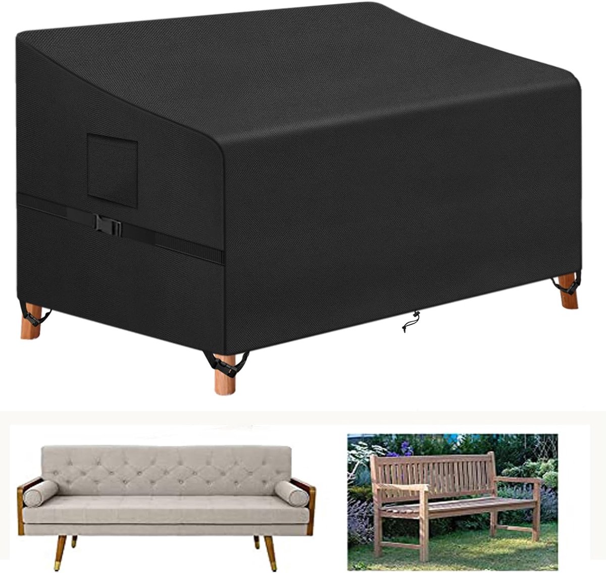 Tuinbankhoes, 4-zits, bescherming voor buiten, terras, waterdicht, woonkamer, 420D, Oxford (163 x 66 x 63/89 cm)