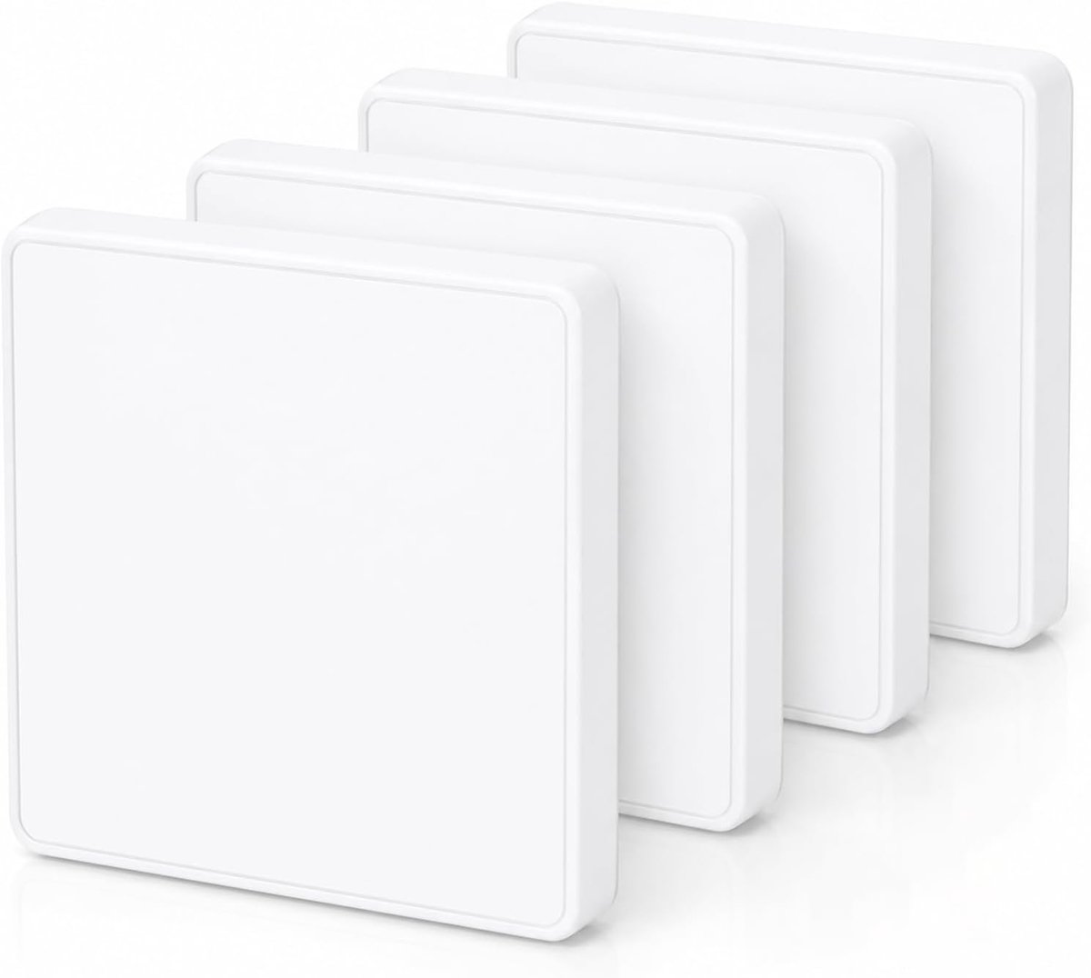 Set van 4 witte wandplaten, 8,6 x 8,6 cm, decoratieve kunststof deksels voor het verstoppen van wandgaten