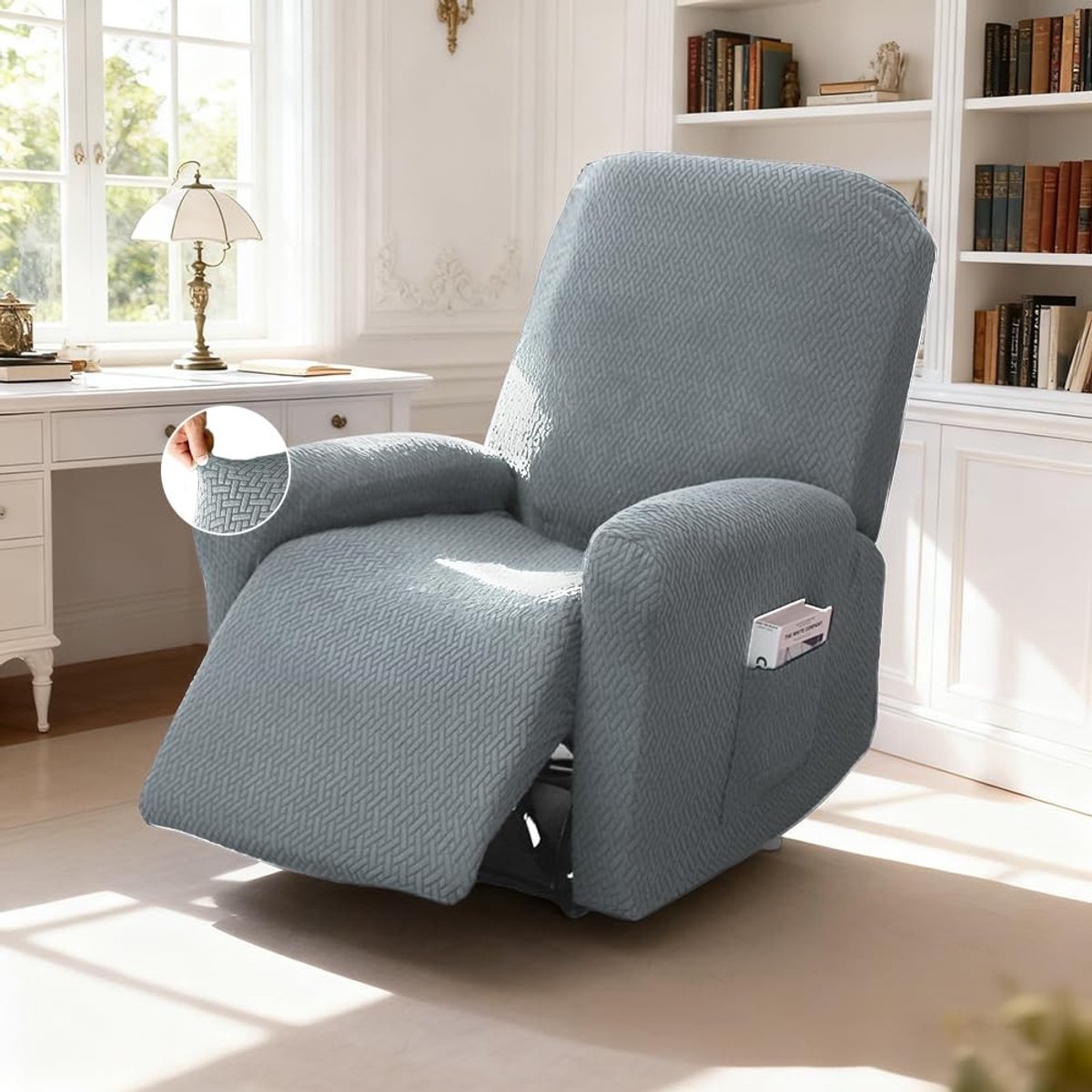 Omgoods - Recliner Stoel Cover met Zakjes - Stretch Jacquard Bescherming voor Relaxstoelen