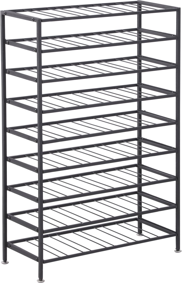 1 stuk - Wijnhouder - voor 54 flessen wijn - 63 x 25 x 91 cm - zwart metaal materiaal
