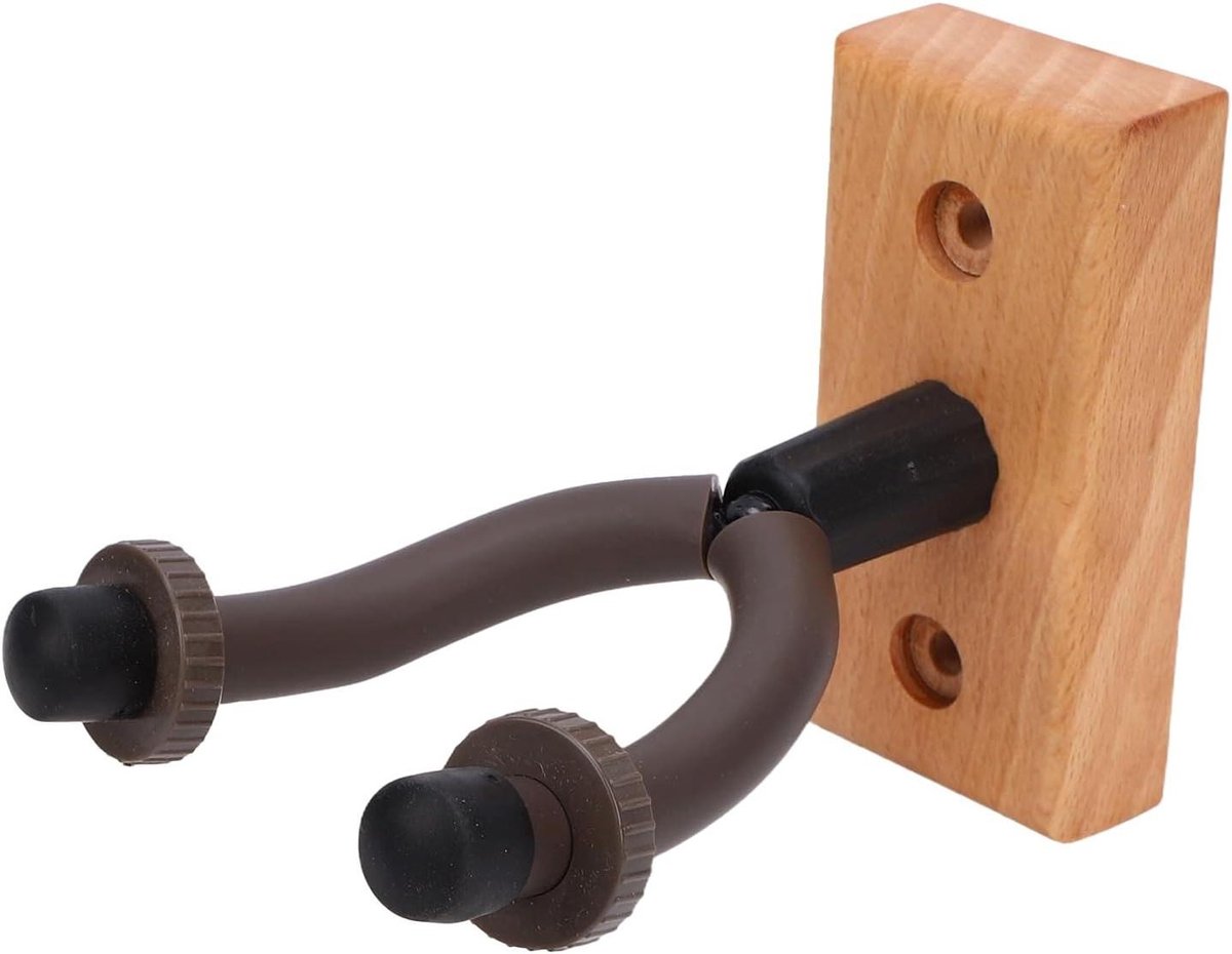 Houten Gitaar Muurbeugel - Instrumentenhouder Haak - Instrumenten Ophangen - Ruimtebesparend Ontwerp - 15.5 x 15.5 x 3.5 cm - Houtkleur
