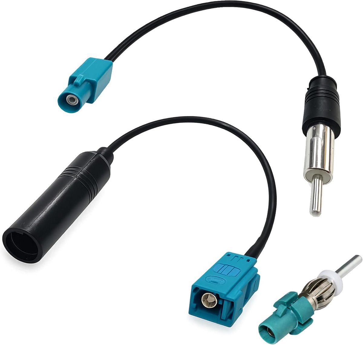 3 stuks autoradioantennetips, autoradioadapter voor DAB-, FM- en AM-systemen, Fakra Z-male naar DIN-stekker en Fakra female naar DIN-stekker kabels voor radioadapters
