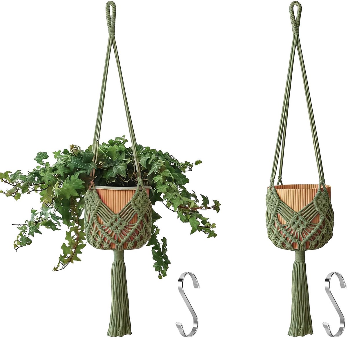 Omgoods - Set van 2 Macramé Plantenhouders voor Potten tot 20 cm Diameter