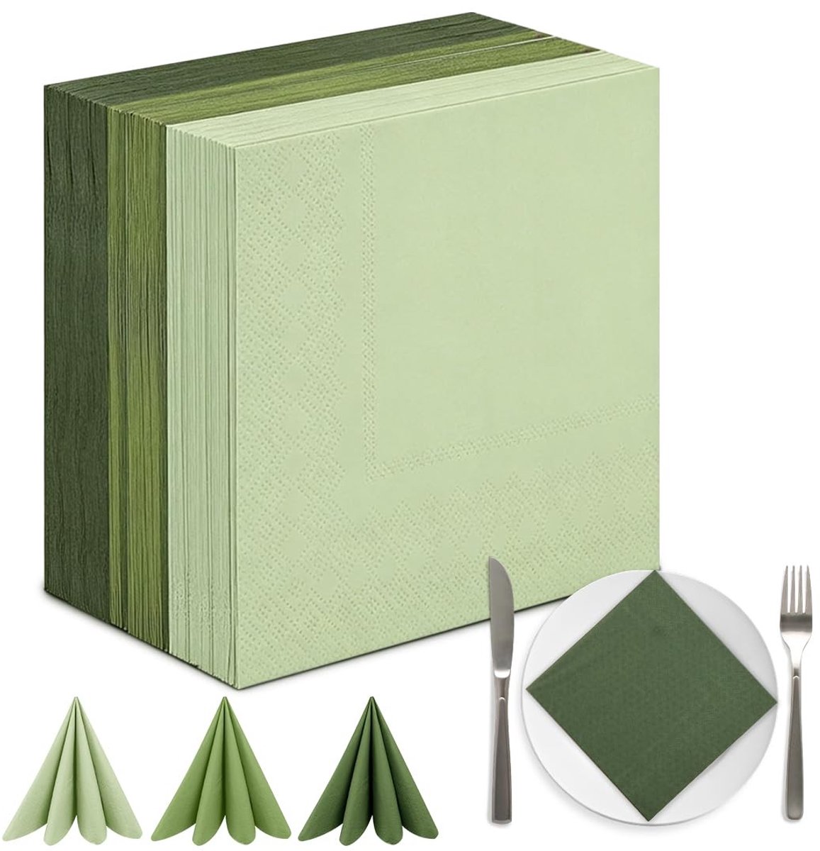 Omgoods - Elegante Groene Servetten voor Feestelijke Gelegenheden - 120 Stuks 33 x 33 cm