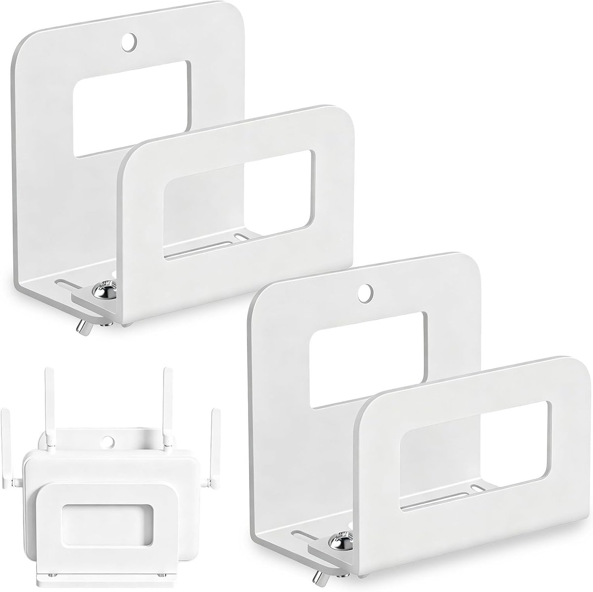 2 stuks router verbergen routerbox wifi-box verstoppen | Wifi-wandhouder, zonder boren, metaal, zelfklevend, voor woonkamer, slaapkamer, kantoor