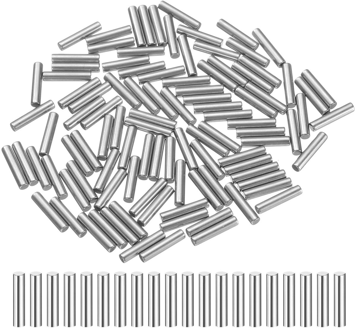 100 stuks cilinderstiften, roestvrij, 2,5 x 12 mm spanpen, paspoorstift, zilverkleurig, metalen stiften, metalen stiften, plugpennen, bouten, metaal voor doe-het-zelf, meubels