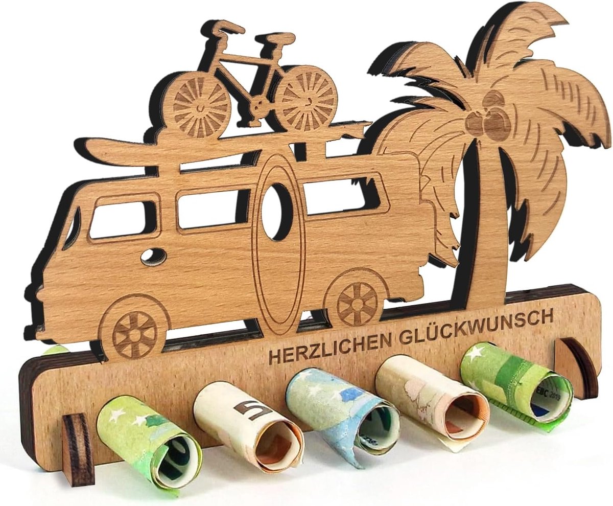 verjaardagsgeldcadeau, geldcadeau voor rijbewijs, nieuwe auto, tankstationcadeau, brandstofcadeaubon, geldcadeau, houten decoratie voor vrienden, familie, vrouwen (vakantiekassa)
