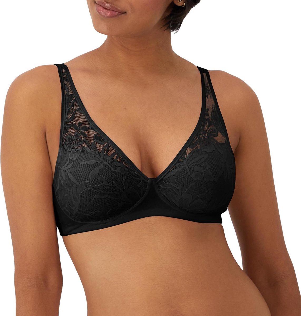 Women's Breathe Wireless, Cotton Modal T-Shirt Bra, Full Coverage, Breathable, Convertible Straps, Black