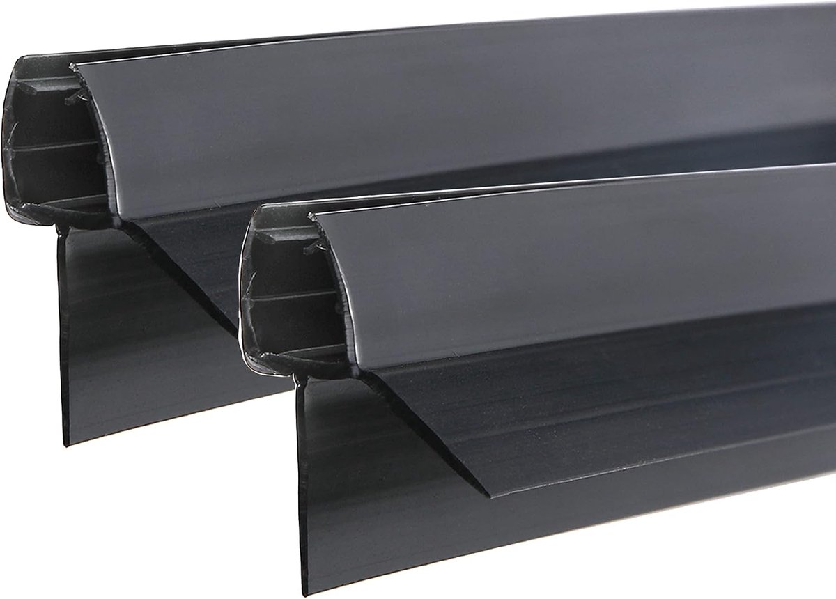 HA8680 Doucheafdichting, 2 x 80 cm, zwart, vervangende afdichting voor 5 mm, 6 mm, met verlengde rubberen lippen voor douchecabines, badkuip, glazen deur, glasdikte, douchestrip, waterafstotend