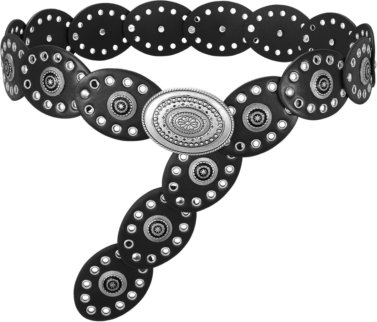 Concho riem voor dames, brede boho-westernriem, boho-tailleriem voor jurken, rokken en jeans