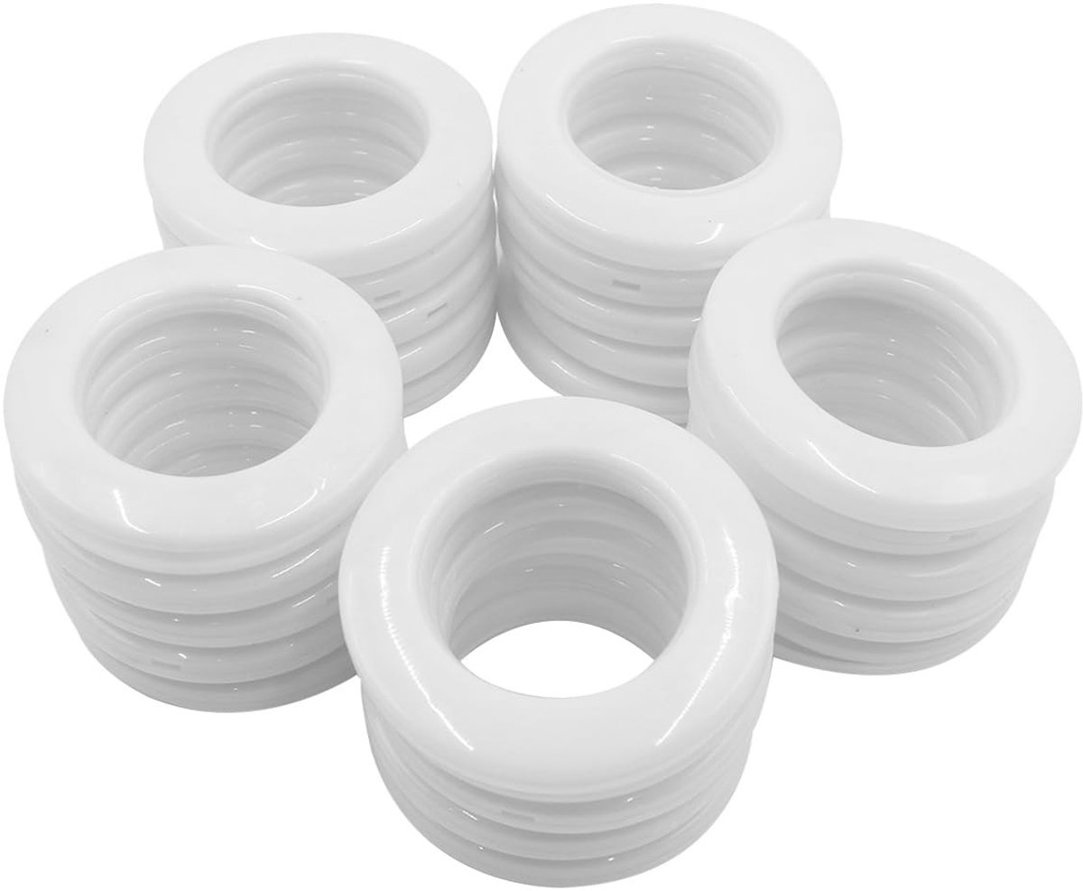 Omgoods - Gordijnringen 25-pack - 4,2 cm Wit Plastic