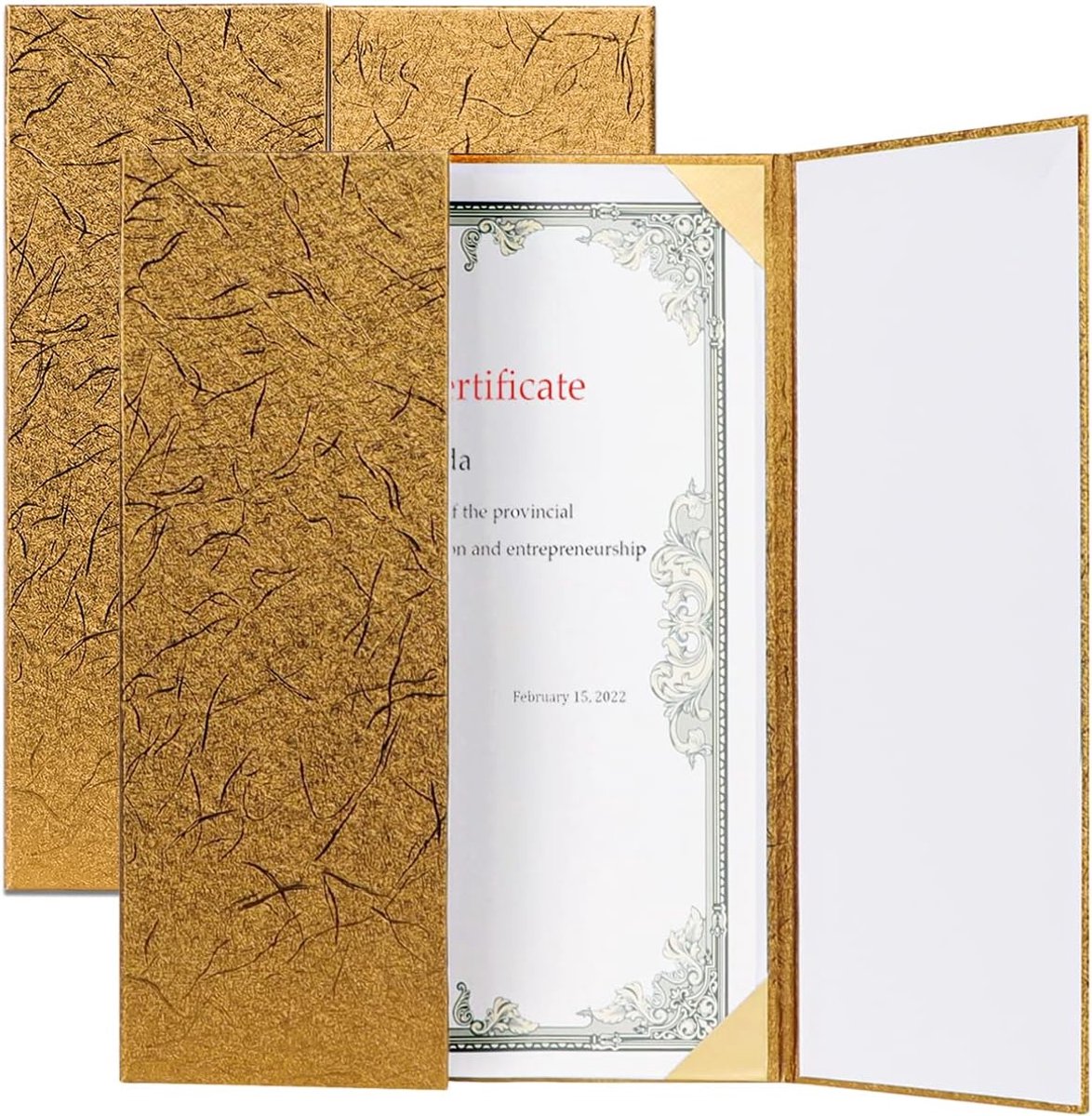 A4 certificaathouder 2 stuks diploma-map hardcover diplomamap klassieke diploma-hoes diploma's afdekking award beschermhoes certificaathoes voor student school afstuderen goud