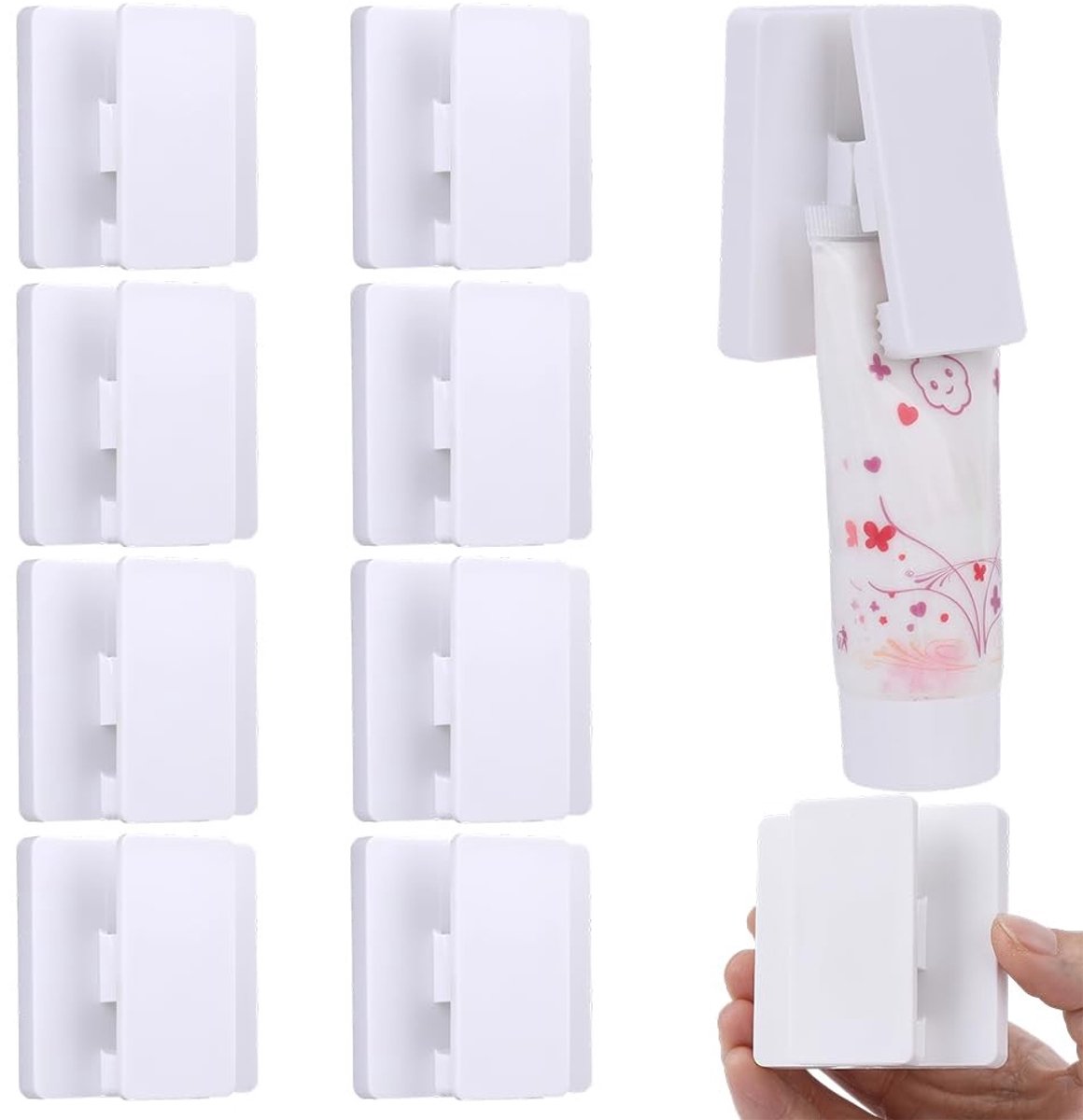 Omgoods - 10 Sets Zelfklevende Clips voor Tandpastahouder - Wit