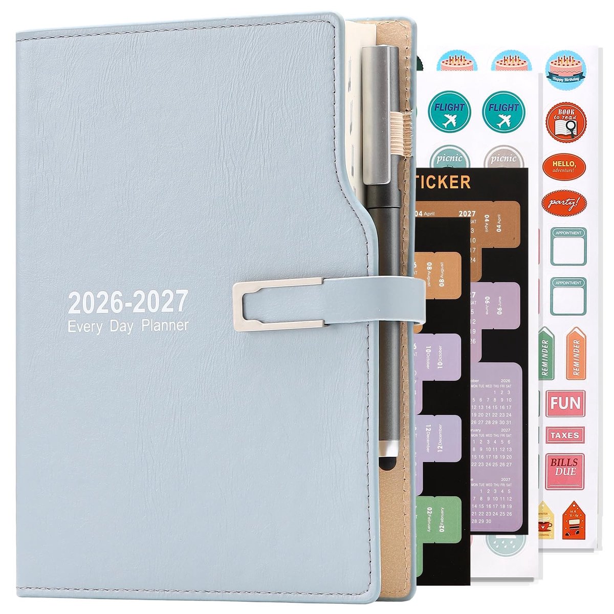 Omgoods - Academic Journal 2026-2027 A5 Dag tot Pagina Planner met Penhouder en Pen