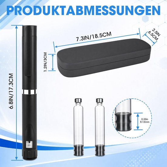 Omgoods - Herbruikbare Insuline Pen met Verstelbare Dosering - Draagbare 60 Eenheden Pen met 2 ml Cartridges (Zwart) — afbeelding 2