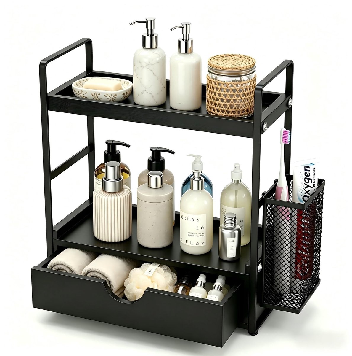 Omgoods - Huidverzorging en Parfum Organizer - 2-laags Houten Keuken & Badkamer Organizer