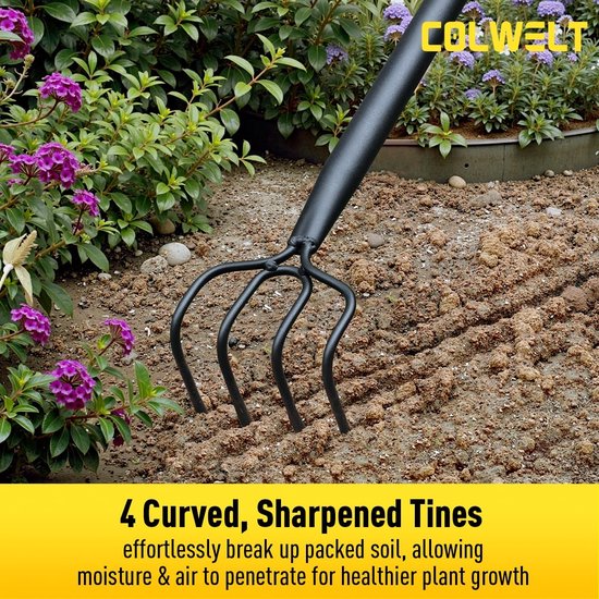 Omgoods - 4-Tanden Tuin Cultivator Hark - 150 cm Hand Tiller — afbeelding 3