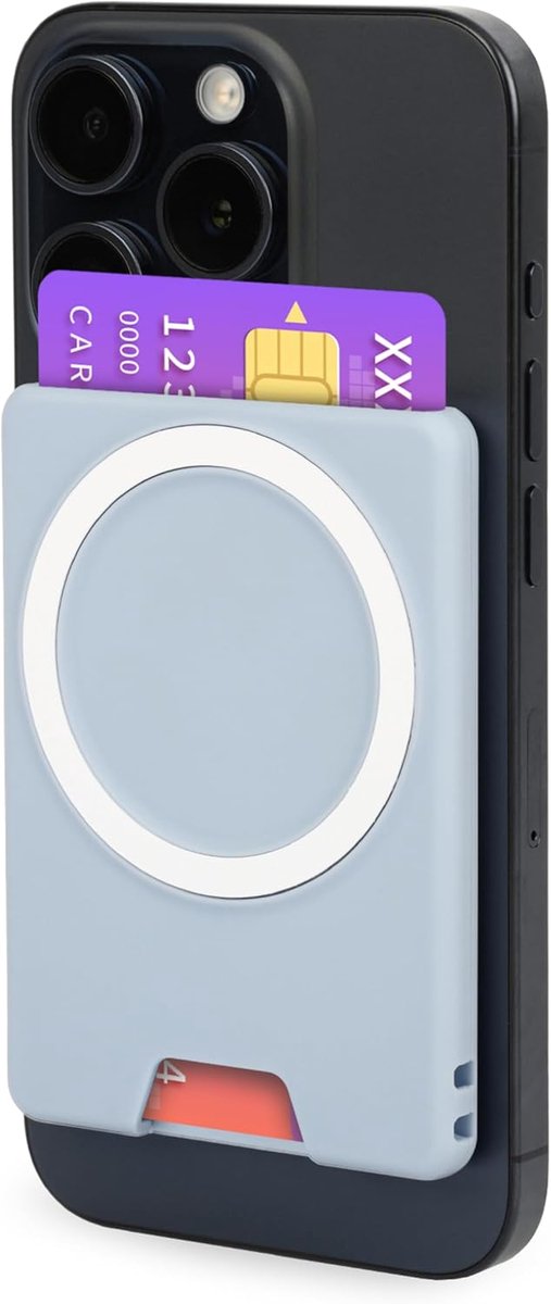 Dubbele Zijde Magnetische Portemonnee, Anti-Slip Kaartenhouder voor 2 Kaarten - MagSafe Compatibel met iPhone 16/15/14/13/12 Pro Max Plus & MagSafe Hoesjes (0.3")
