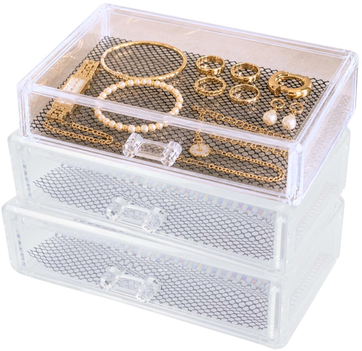 Benson care organizer - 3x - transparant - kunststof - 18 x 12 x 5 cm - opbergbakje