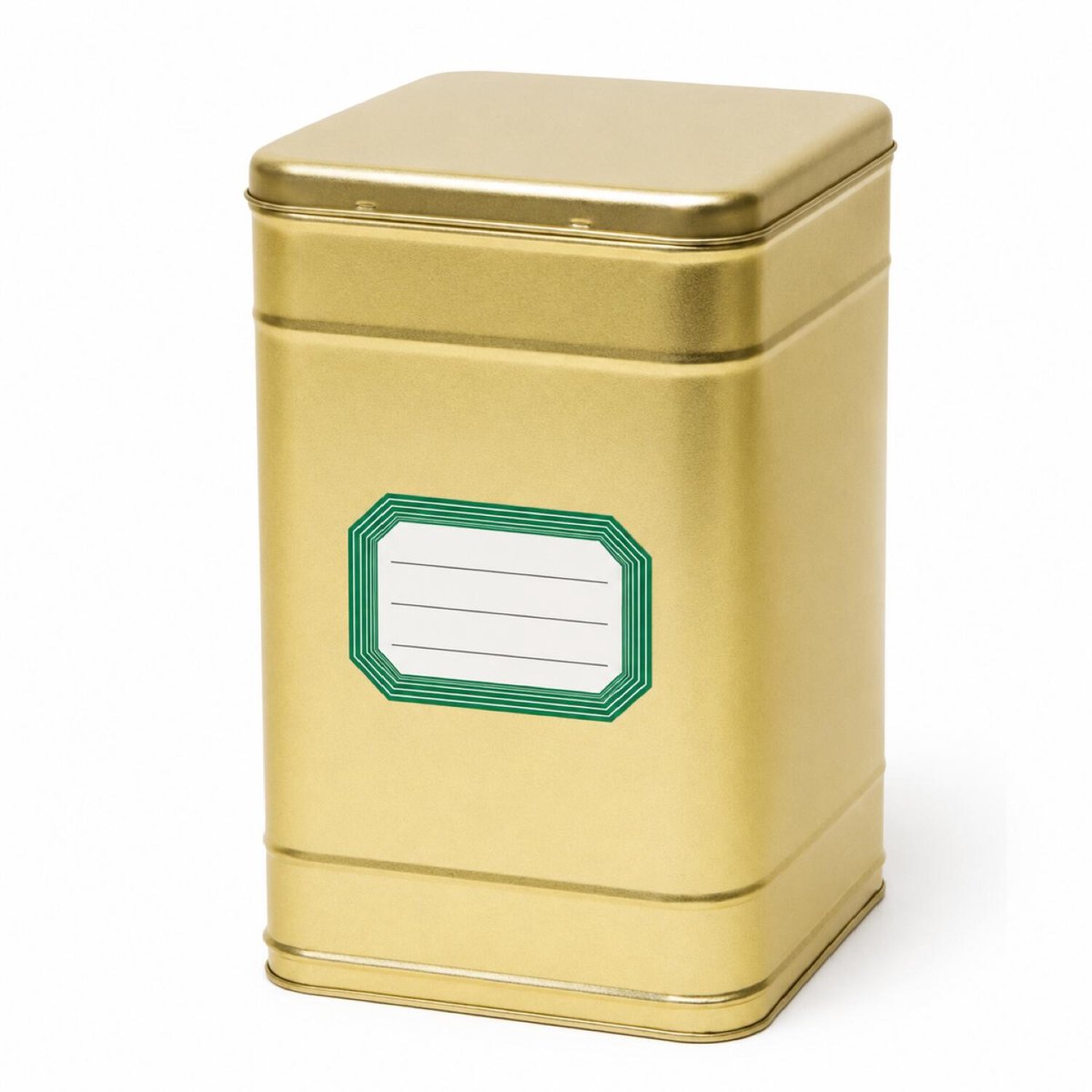 Bellatio Design opbergblik van metaal - bewaarblik - goud - 16 x 25 cm - met etiketten groen van 8.2 x 5.5 cm