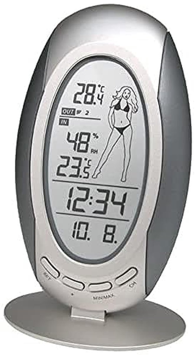 SnelShoppen - Weerstation met Voorspelling, Temperatuurweergave, En Wettermädchen - Binnen- en Buiten temperatuur, Modern Design voor Thuis of Kantoor