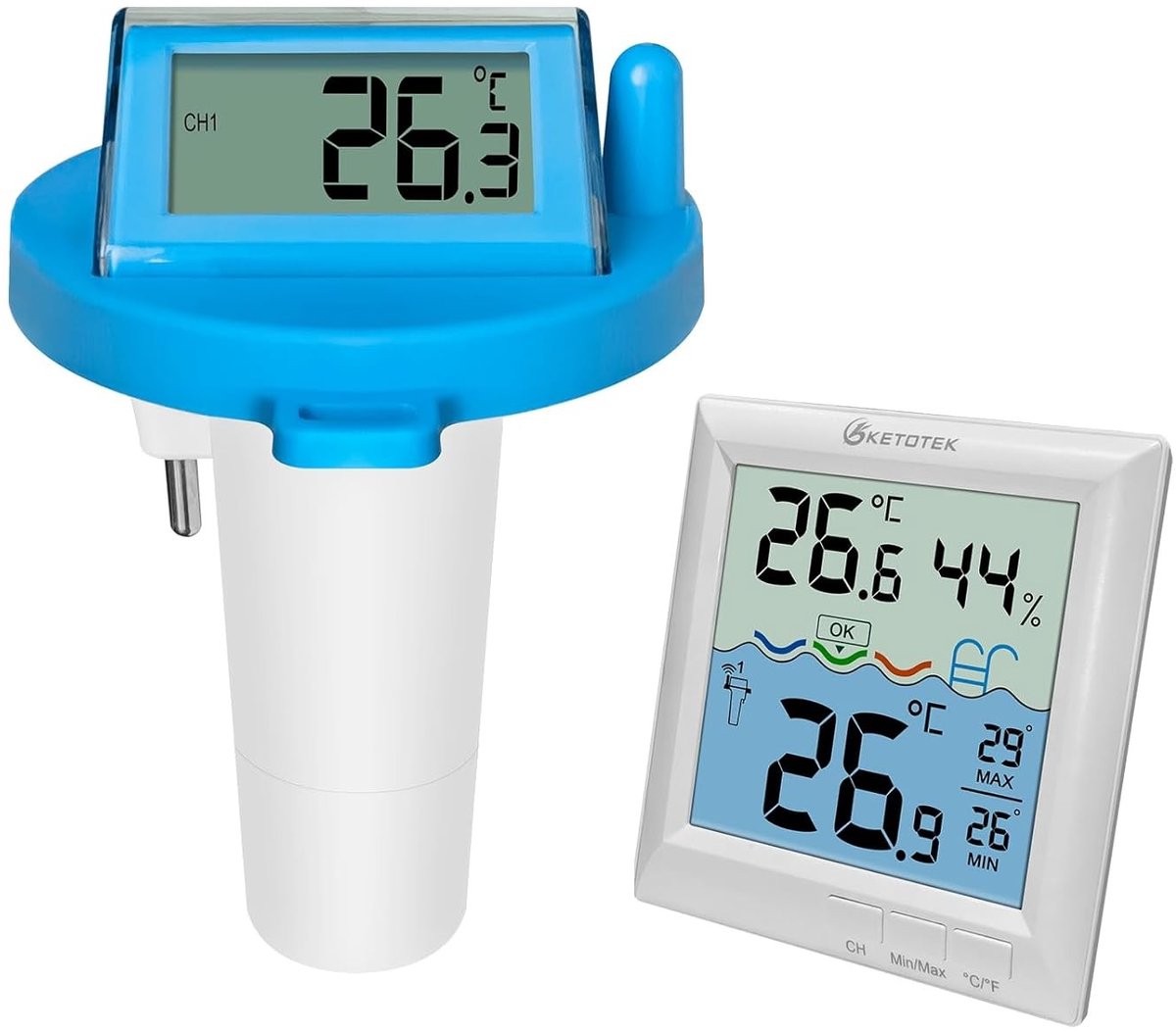 Drijvende digitale thermometer voor zwembad en vijver, draadloos en waterdicht, zonne-energie en batterij, nauwkeurige temperatuurmeting voor badkuip en aquarium
