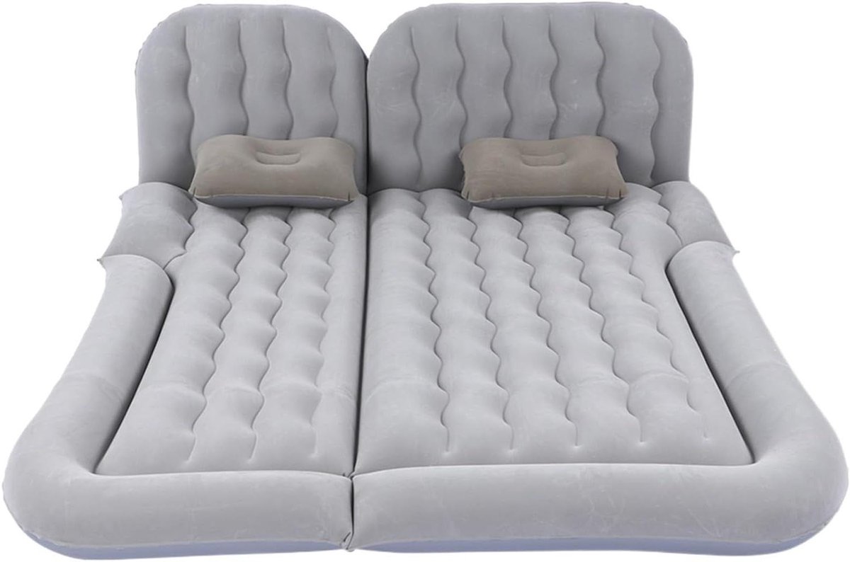 Draagbaar Luchtbed - Opblaasbaar Matras - Reizen met Auto - 2-in-1 Multifunctioneel - One Size - Grijs