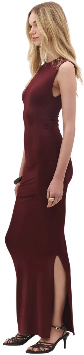 Robe longue sans manches avec fente