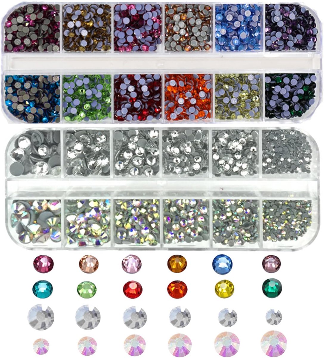 Ronde strass-steentjes voor textiel, 4248 stuks, glitterstenen om te