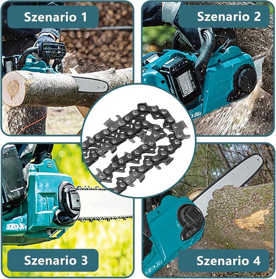 3 x 25 cm zaagketting 3/8 inch LP 40 aandrijfschakels 1,1 mm terugslagarme accukettingzaag ketting voor 10 inch zwaard, reserveketting compatibel met Makita DUC254Z, Einhell-GE-LC 18/25 Li, Oregon en — afbeelding 3