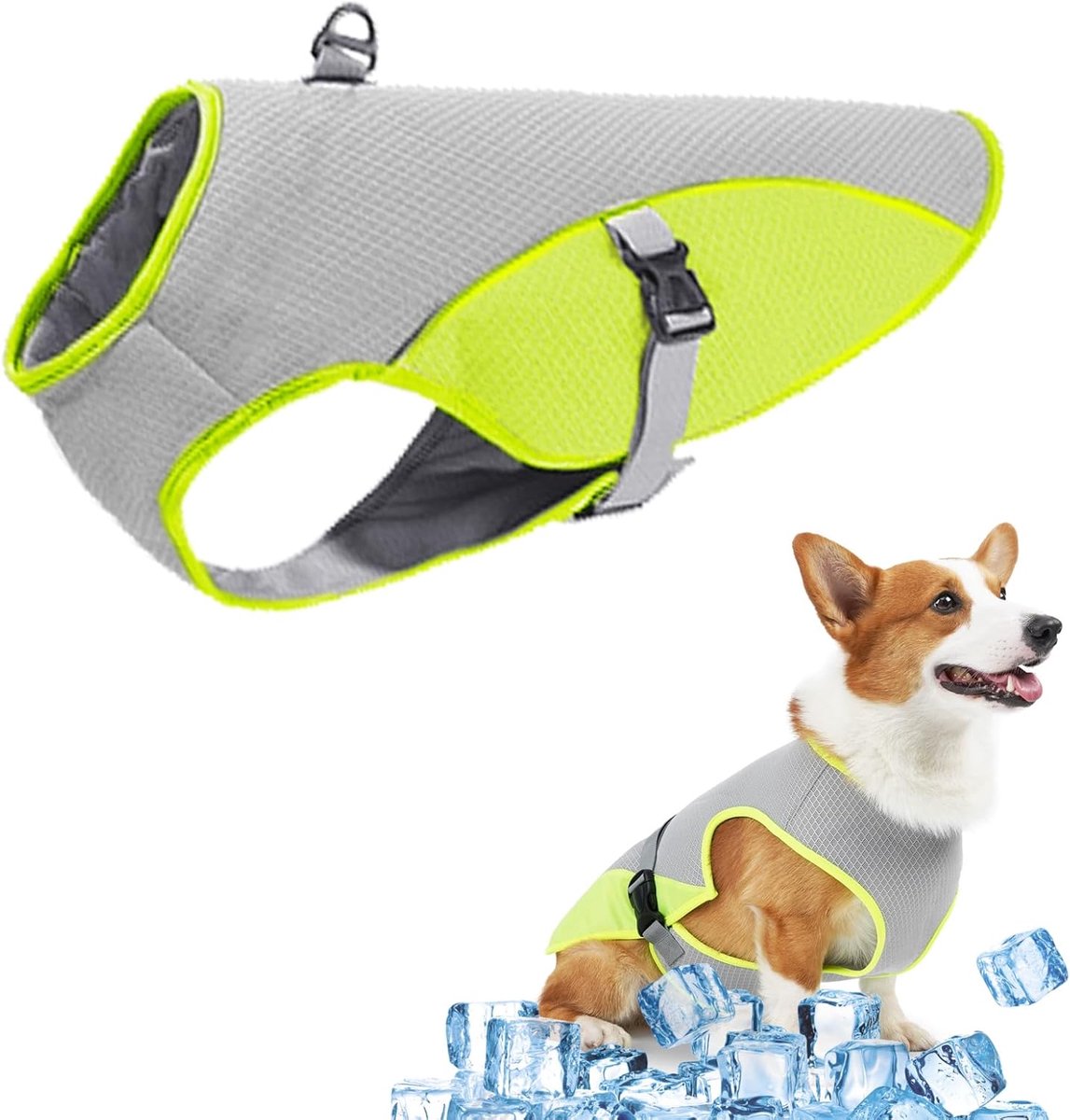Koelvest voor honden, ademend hondenvest, verkoelende huisdierhacks, ademend en dubbel geschikt voor honden outdoor koeling (L)