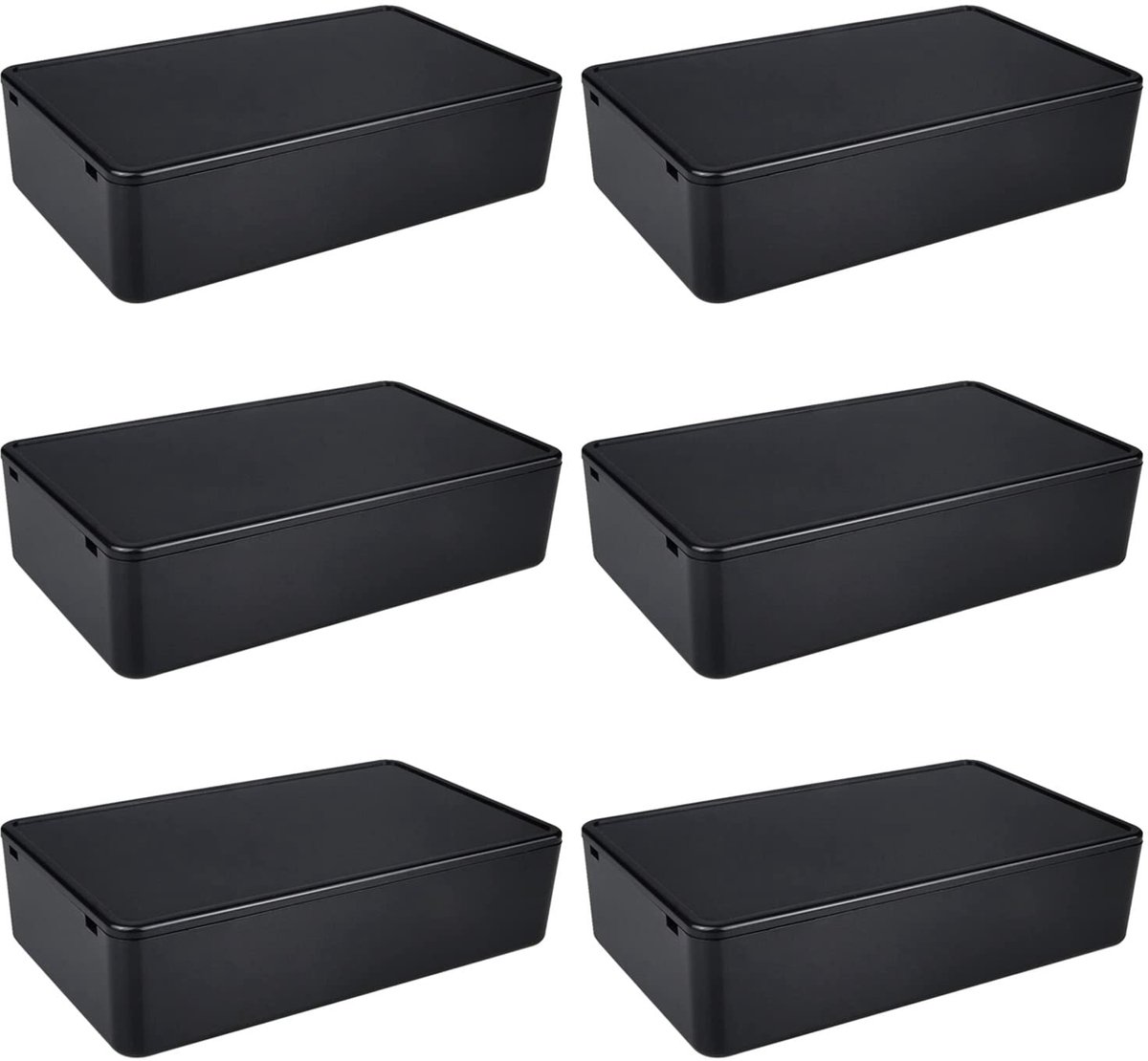 6 stuks elektronische behuizing kunststof, aansluitdoos ABS projectbox elektronische opbouwdoos behuizing voor kleine Arduino 100 x 60 x 25 mm aansluitdoos (zwart)