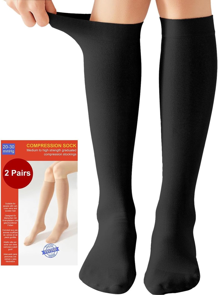 2 Paar Medische Compressiekousen Dames Herren 20-30 mmHg Klasse 2