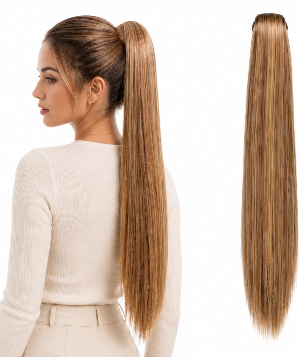 70cm Haarstukje Vlecht Paardenstaart Haarextensies Glad Bruin Blond