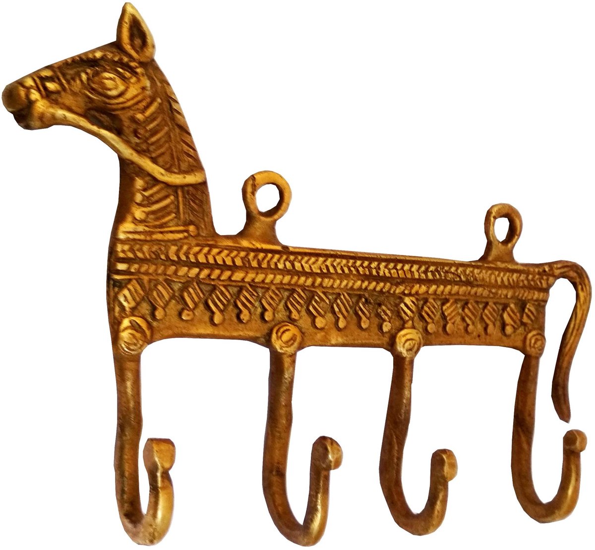 Omgoods - Vintage Brass Wall Hook 'Horse Affair' - Unieke Hanger voor Sleutels en Kleding