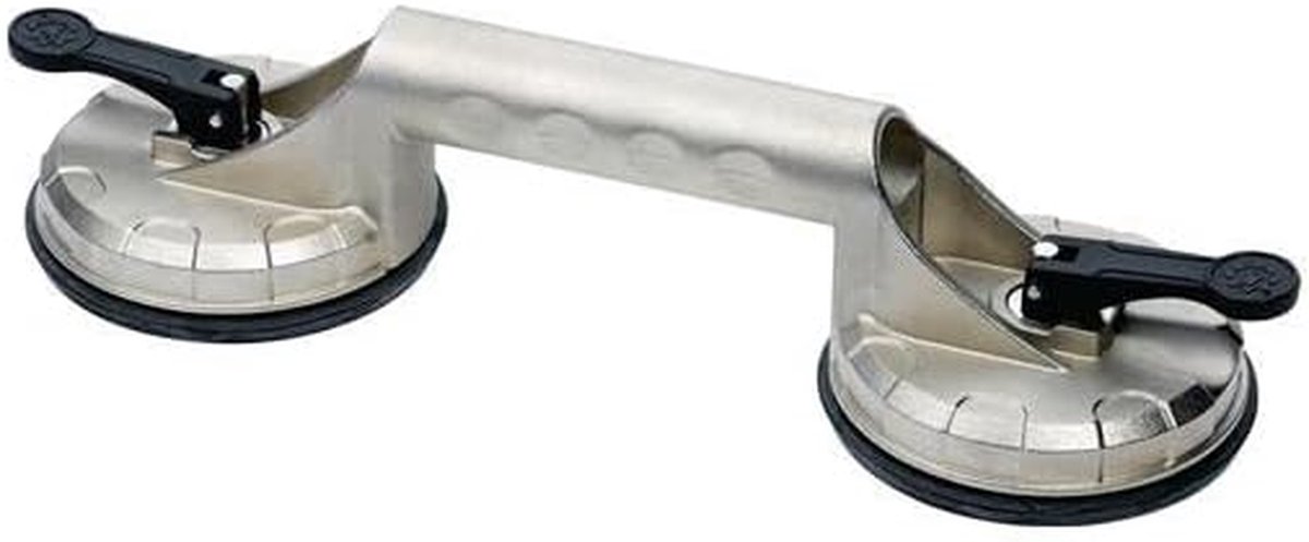 Zuignap 2-kop - Glaslifter Plaatlifter - Vervoeren Zware Platen - Aluminium Behuizing - 60 kg Draagvermogen - Zilver