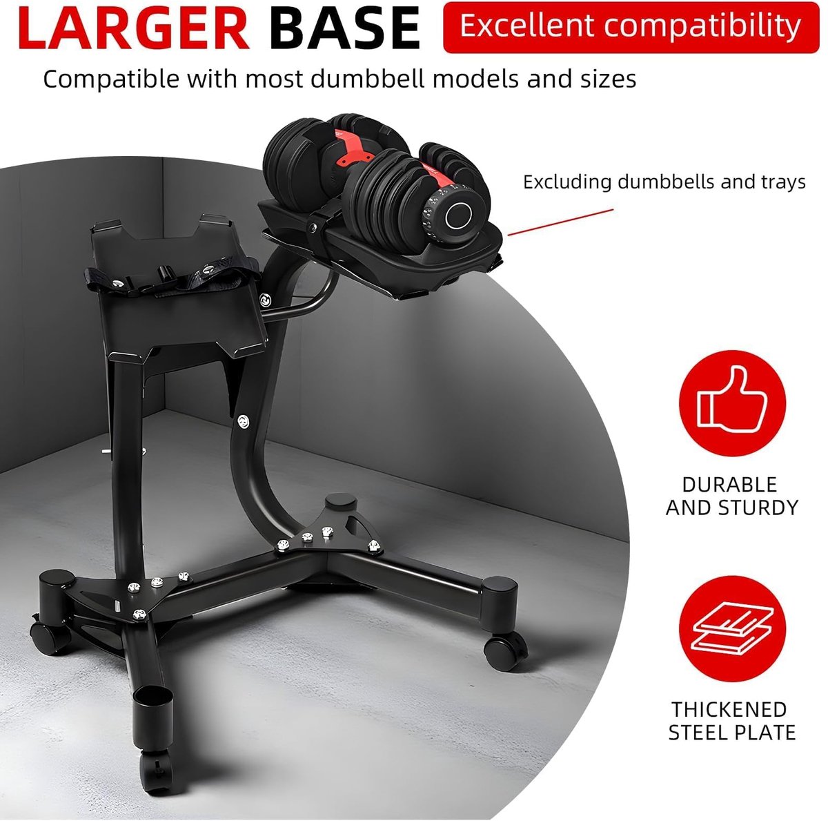 SnelShoppen - Verstelbaar Gewichtrek 154 kg Halterhouder met Wielen voor Thuissportschool - Standaard Metalen Houder voor Krachttraining en Fitness
