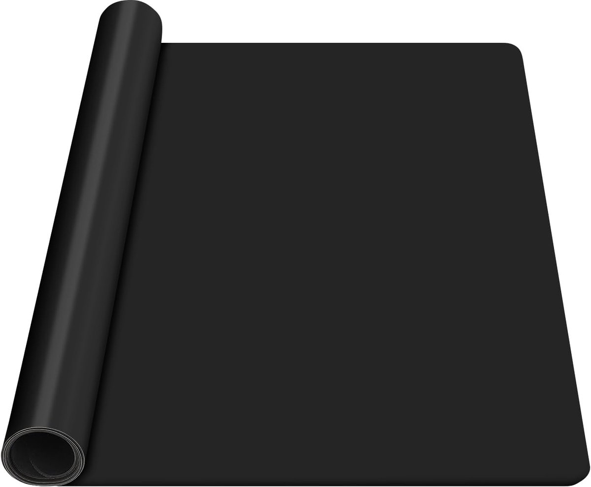 Matten voor Epoxyhars, 65x45cm Siliconen Knutselmat, Anti-Aanbaklaag en Antislip, Knutselonderlegger voor Kinderen, Siliconenmat voor Handwerk, Schilderen (Zwart)
