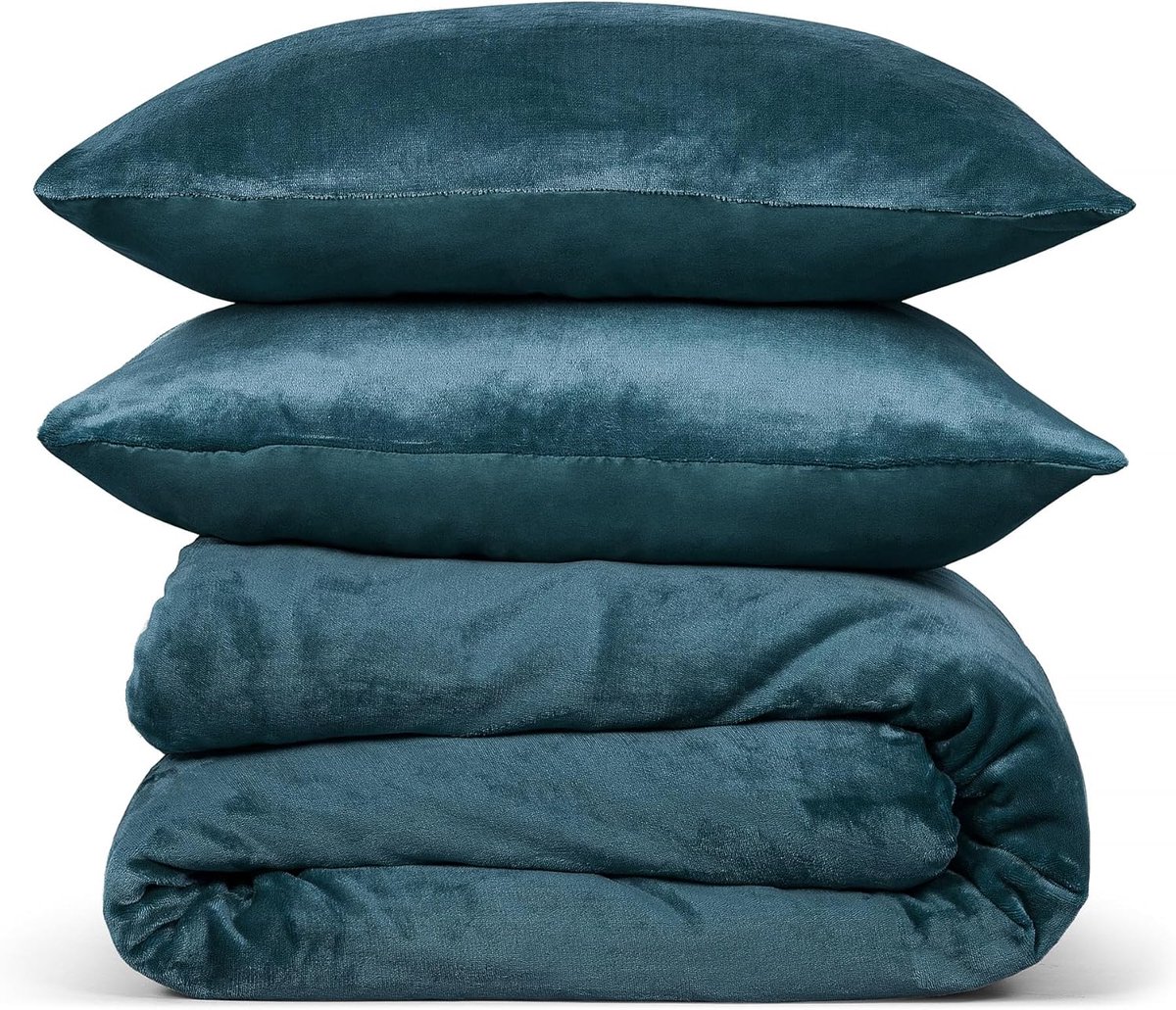 Dekbedovertrek Flanel Fleece 240x220 cm - Petrol - Zacht & Huidvriendelijk - Perfect voor een goede nachtrust - SnelShoppen