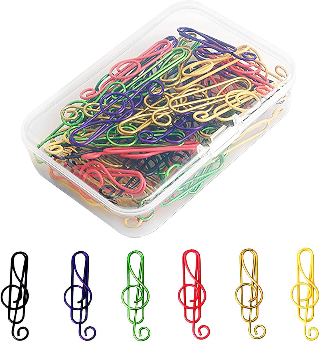 SnelShoppen - Pack van 50 Metalen Paperclips met Motief in Kleurrijk Ontwerp - Grote Boekmarkeringen voor Kantoor, School, Notitieboek - Transparante